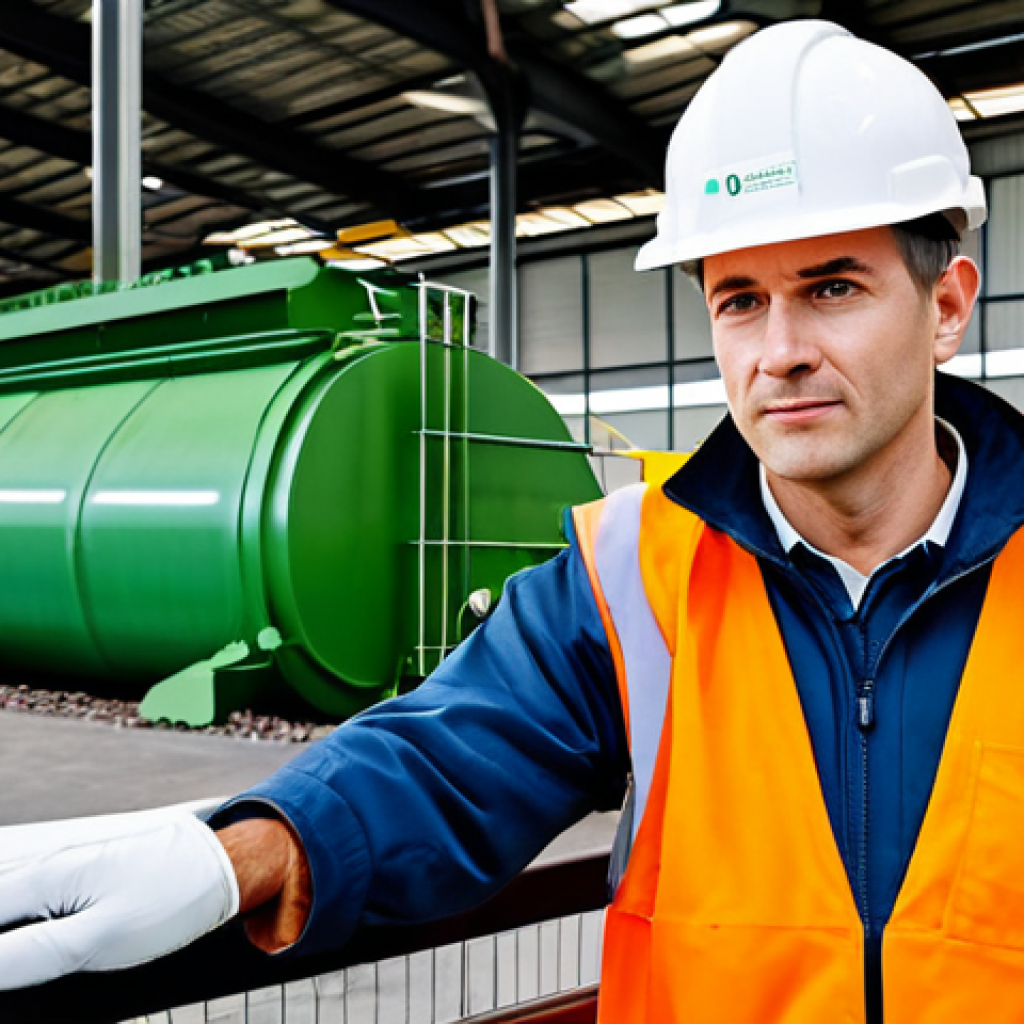 환경직 채용 시장 현황 - Waste Management Specialist**
"A waste management specialist, fully clothed in appropriate professi...