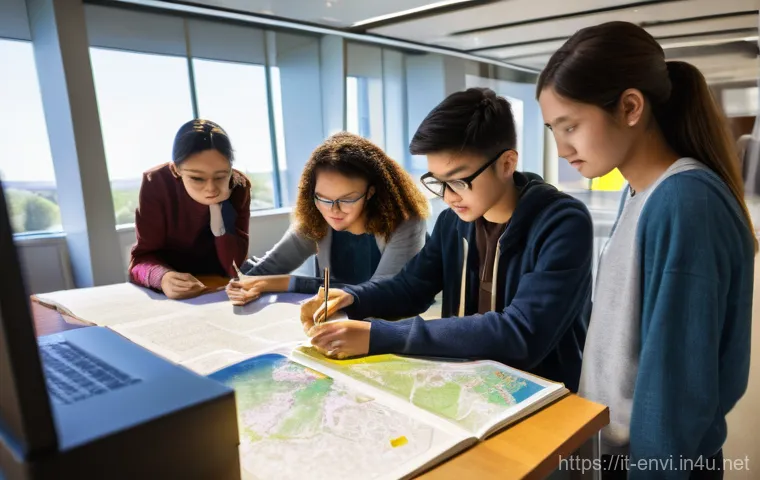 환경기사 학습 스케줄 - **Academic Foundations and Collaborative Learning:** A brightly lit, modern university study area wi...