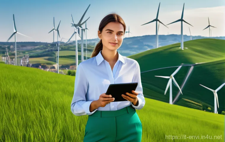 환경공학 자격증 취득 후기 - **Prompt:** A confident young female environmental engineer, dressed in smart casual attire suitable...