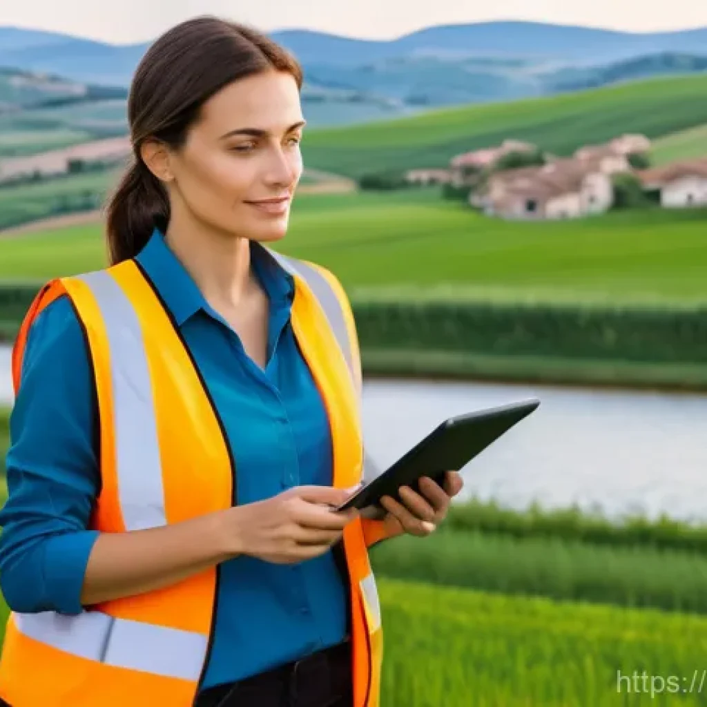 환경기사와 산업기사 비교 분석 - **Prompt:** A dynamic Italian environmental engineer, a woman in her early 30s, wearing a smart, ear...