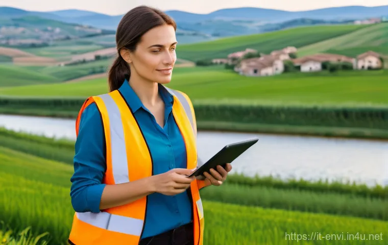환경기사와 산업기사 비교 분석 - **Prompt:** A dynamic Italian environmental engineer, a woman in her early 30s, wearing a smart, ear...