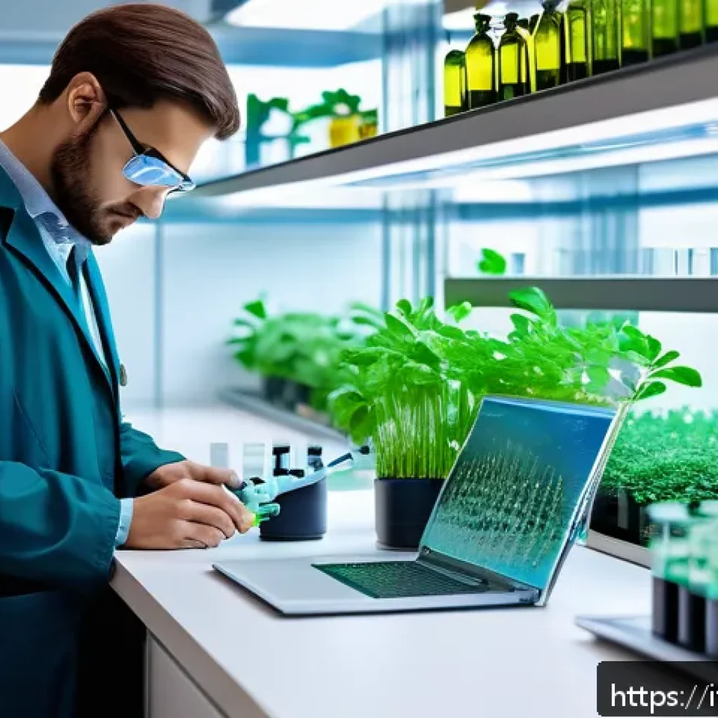 환경기술사와 공무원 비교 - A professional environmental engineer in a modern laboratory setting, wearing safety glasses and lab...