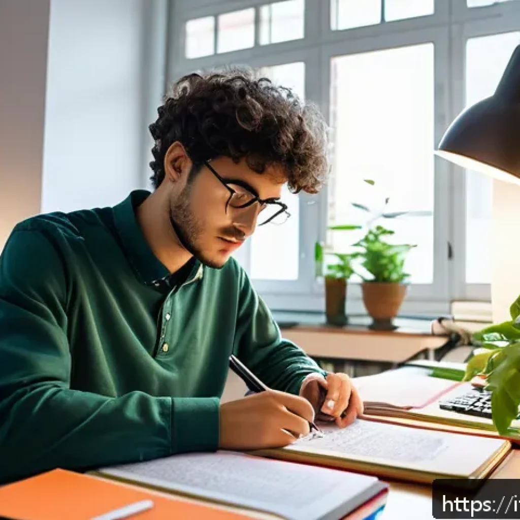 환경기술사 준비 자료 모음 - A focused Italian engineering student studying at a tidy desk filled with environmental engineering ...