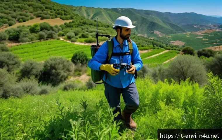 환경직 공무원 취업 성공 팁 - A professional environmental officer working outdoors in a lush Italian natural reserve during sprin...