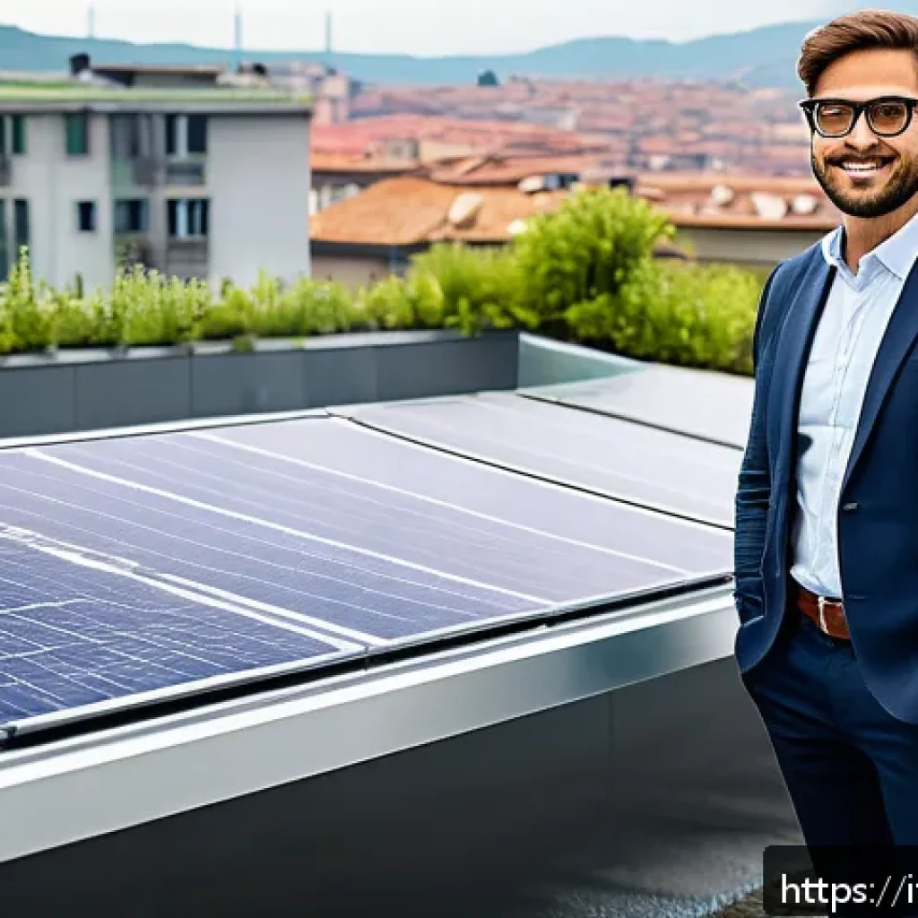 환경직 이직 성공 사례 - A professional environmental engineer at work, designing renewable energy systems in a modern Italia...
